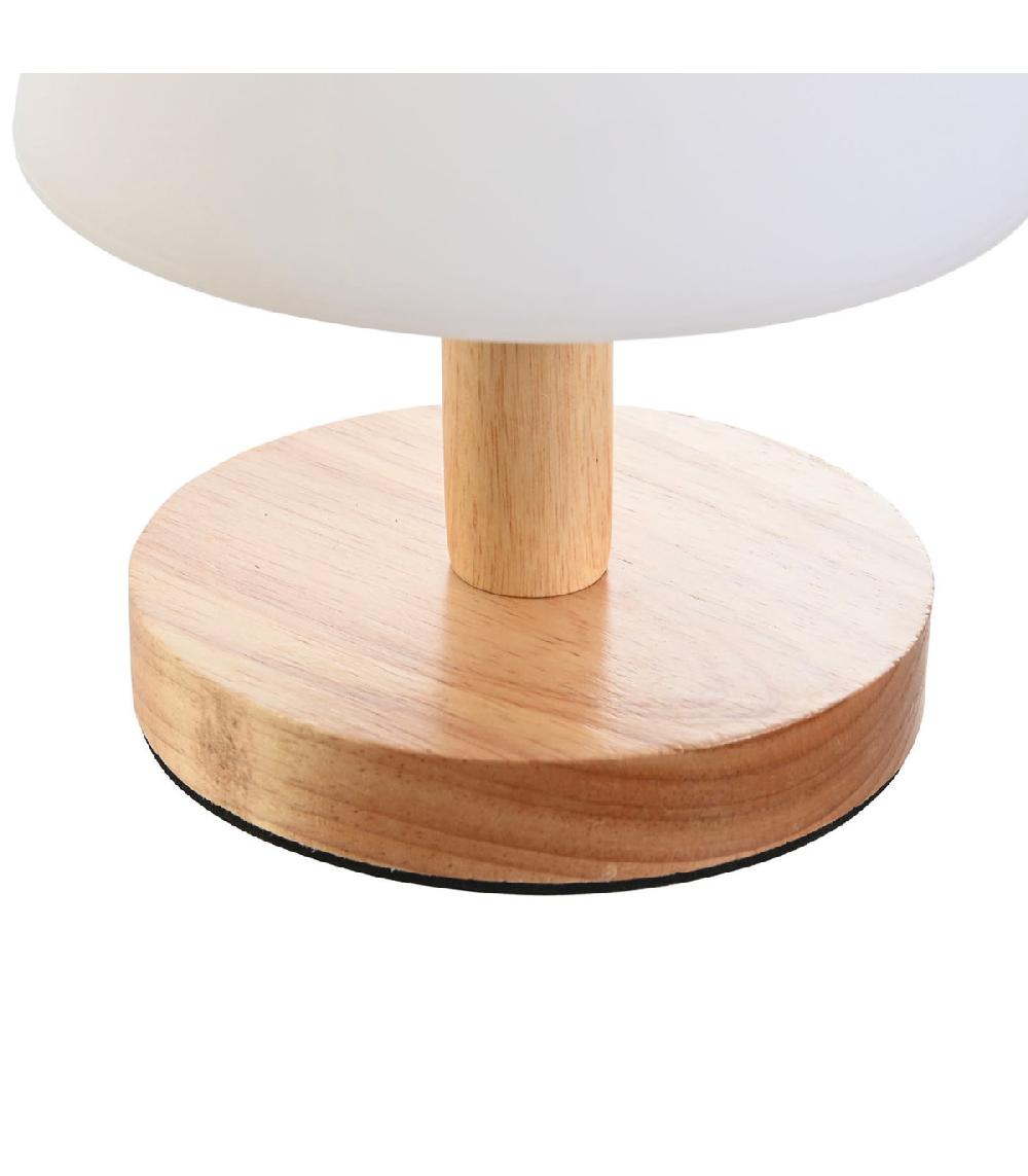 Wadiga Lampe à Poser LED Dimmable Bois Et Blanc 14.5x14.5x22cm