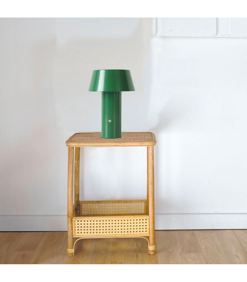 Wadiga Lampe à Poser LED Sans Fil En Métal Laqué Vert 14x14x20cm