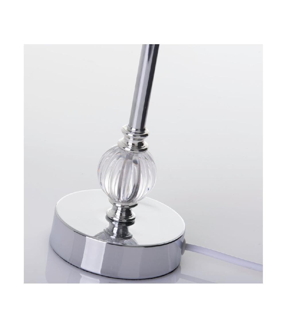 Wadiga Lampe à Poser Métal Argenté Acrylique Et Abat-jour Plissé Blanc - H50cm