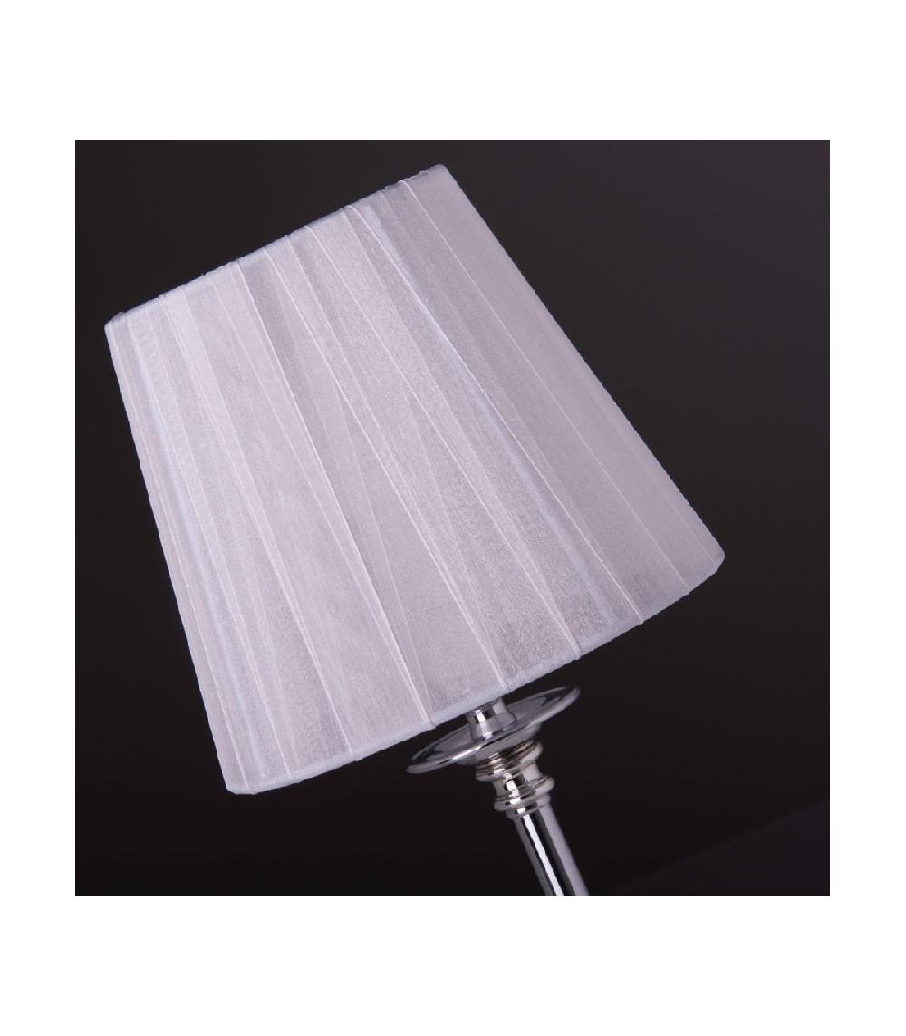 Wadiga Lampe à Poser Métal Argenté Acrylique Et Abat-jour Plissé Blanc - H50cm