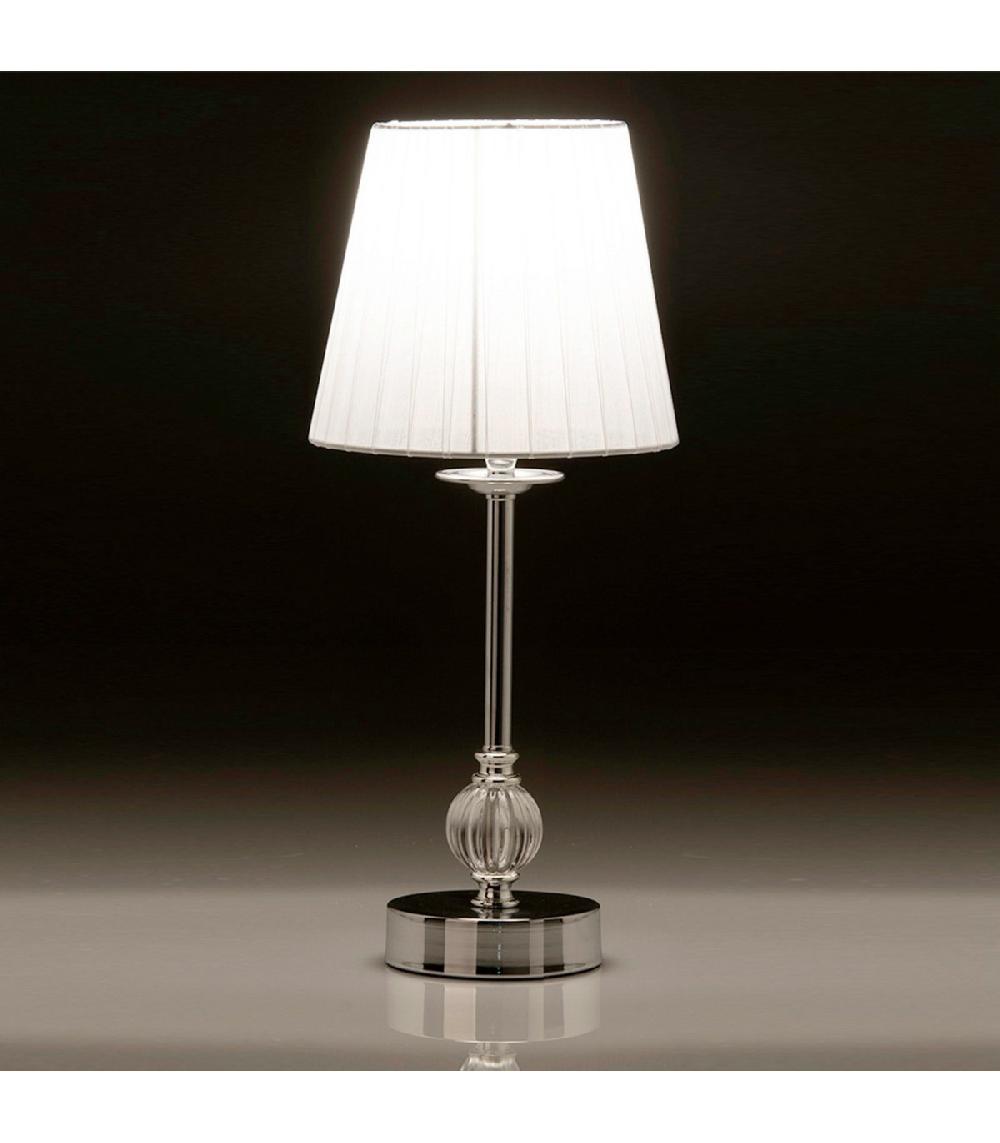 Wadiga Lampe à Poser Métal Argenté Acrylique Et Abat-jour Plissé Blanc - H39cm