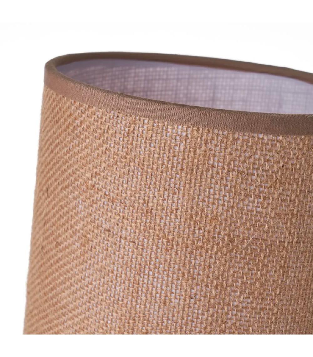 Wadiga Lampe à Poser Métal Blanc Et Abat-jour Marron 15x15x30cm