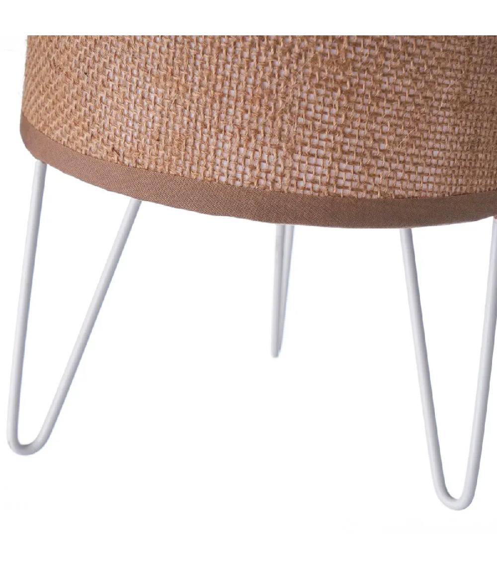 Wadiga Lampe à Poser Métal Blanc Et Abat-jour Marron 15x15x30cm