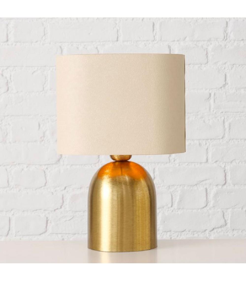 Wadiga Lampe à Poser Métal Doré Et Abat-jour Beige 24x13.5x35cm