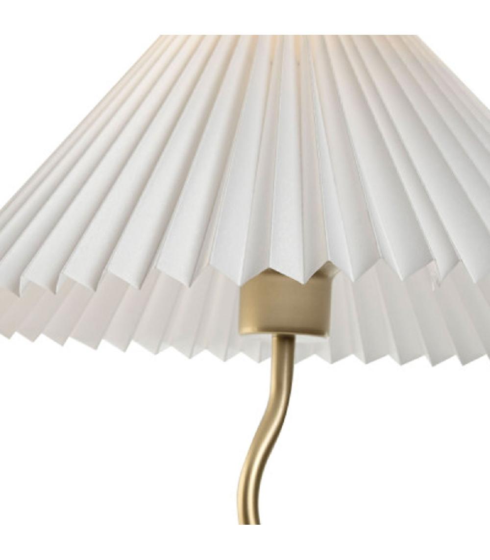 Wadiga Lampe à Poser Métal Doré Et Abat-jour Plissé Lin Blanc 30x30x52cm