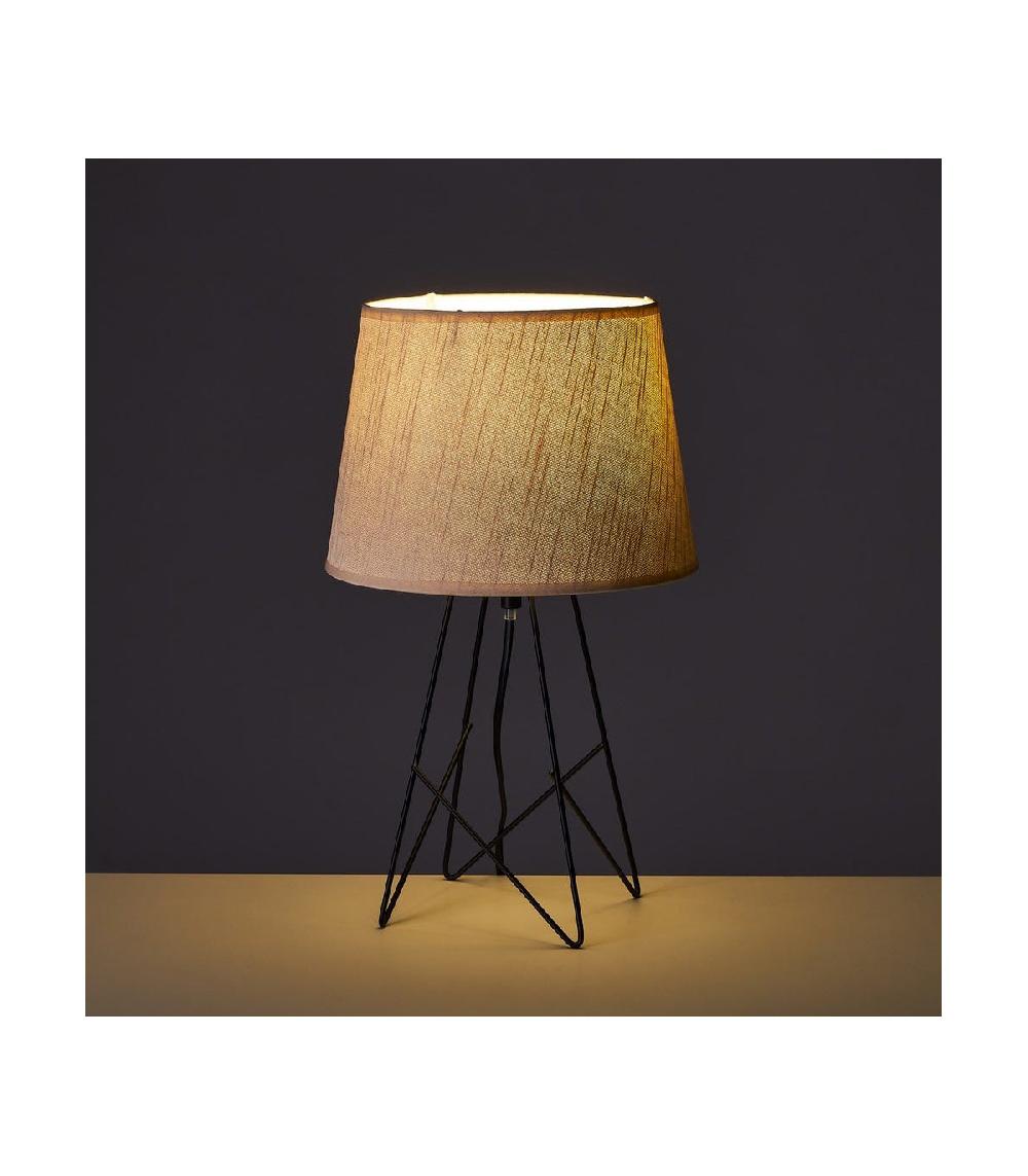 Wadiga Lampe à Poser Métal Noir Et Abat-jour Blanc - 23x23x38.5cm