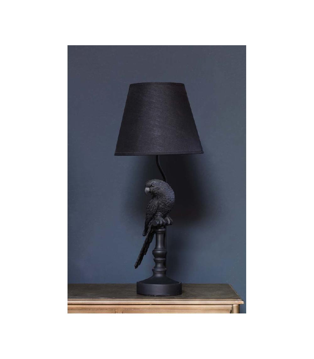 Wadiga Lampe à Poser Noire Perroquet Avec Abat-jour