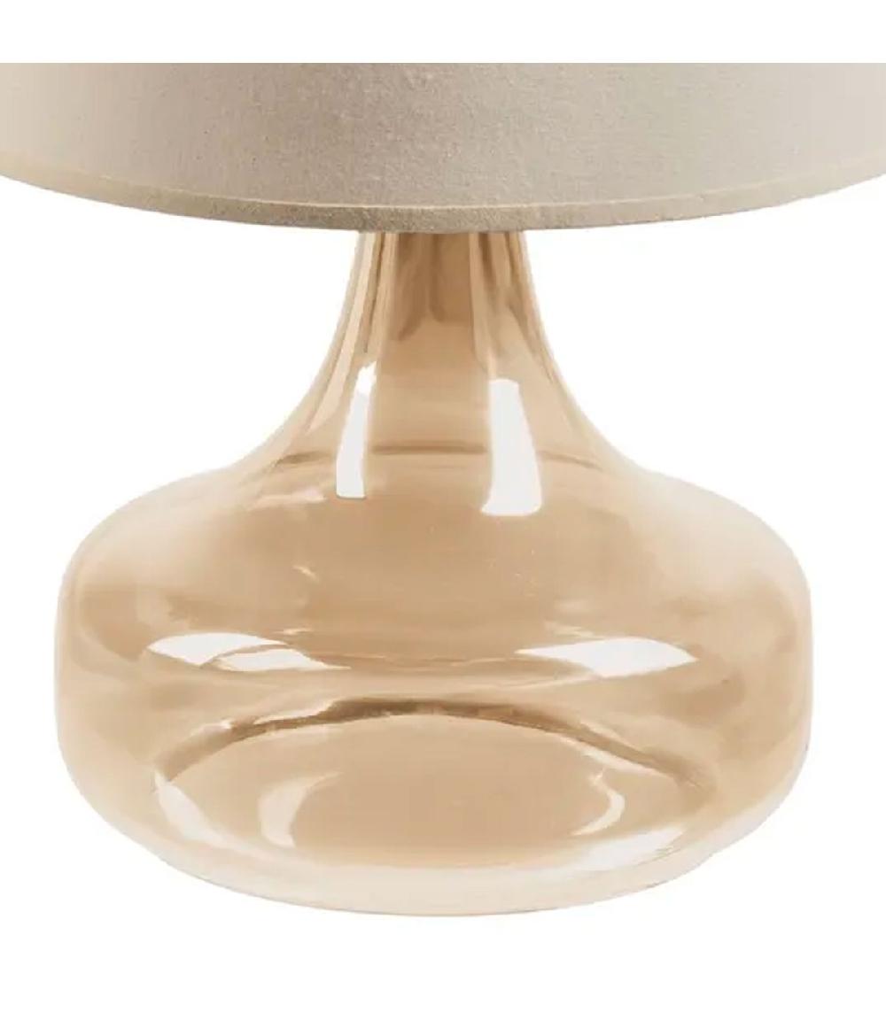 Wadiga Lampe à Poser Pied En Verre Beige-doré Et Abat Jour Beige 33x33x46cm