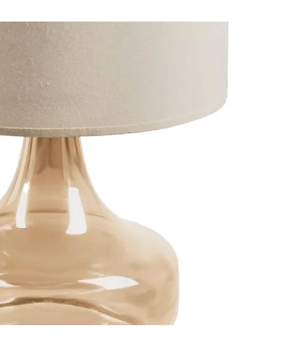 Wadiga Lampe à Poser Pied En Verre Beige-doré Et Abat Jour Beige 33x33x46cm