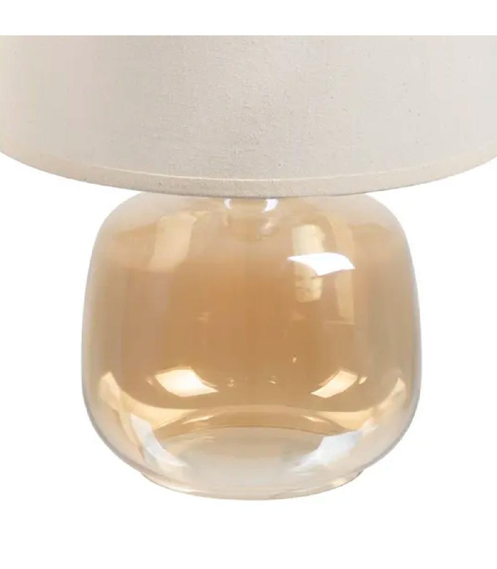 Wadiga Lampe à Poser Pied En Verre Beige Doré Et Abat Jour Beige 27x27x37cm