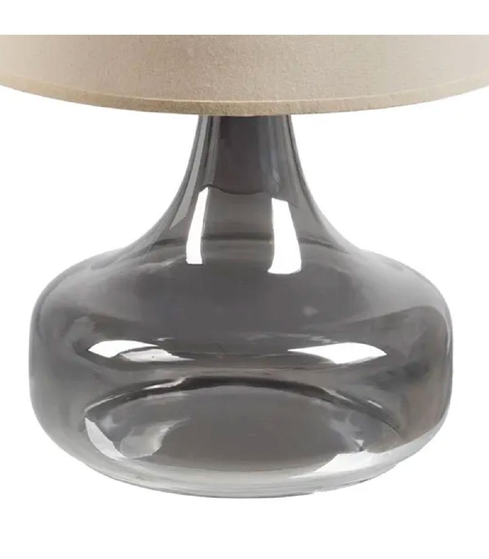 Wadiga Lampe à Poser Pied En Verre Gris Et Abat Jour Beige 33x33x46cm