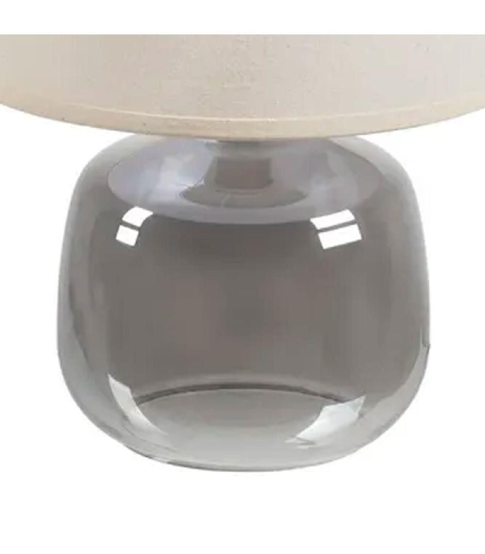 Wadiga Lampe à Poser Pied En Verre Gris Et Abat Jour Beige 27x27x37cm