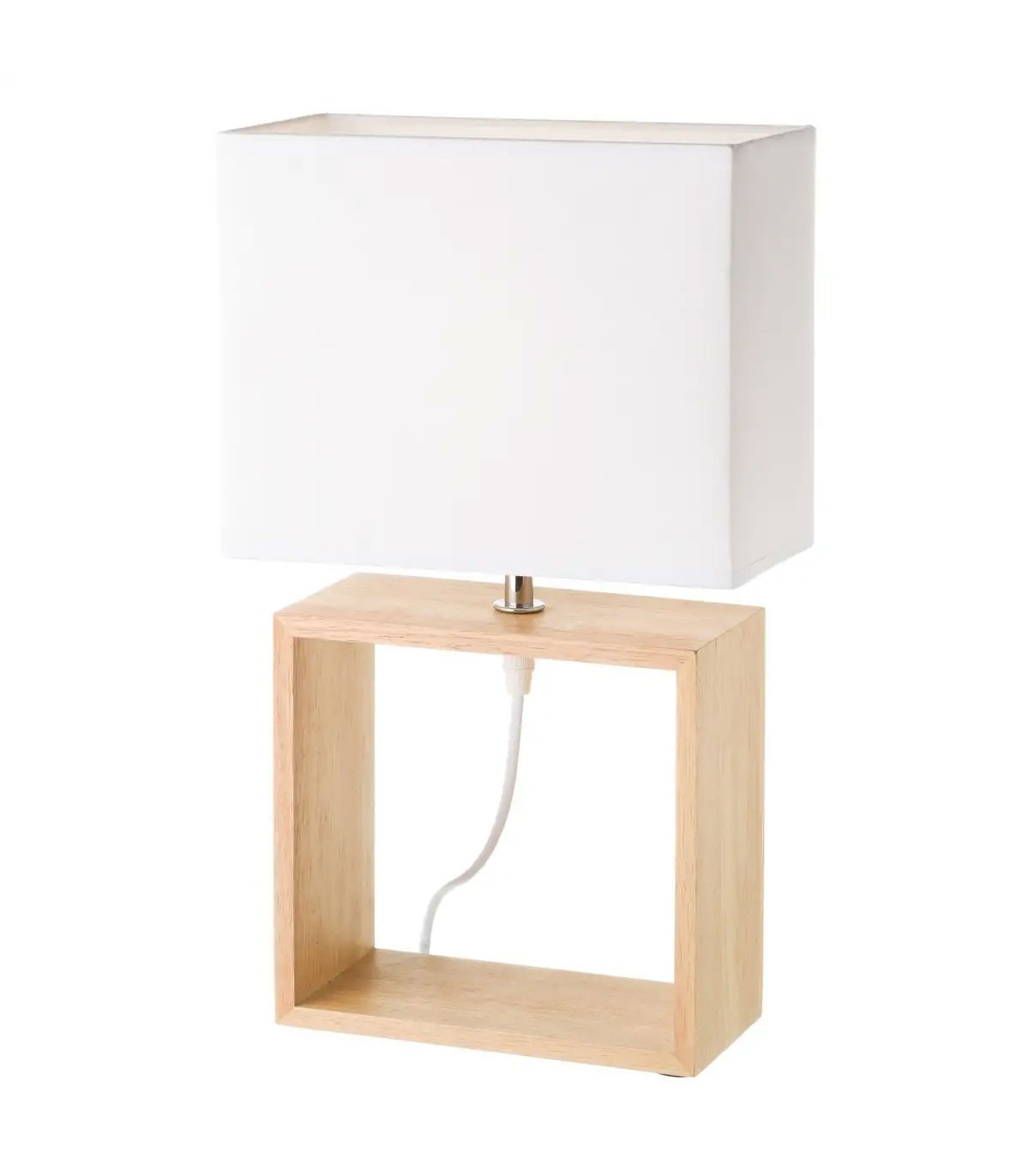 wadiga Lampe à Poser Rectangulaire Bois Abat-jour Blanc - Hauteur 41cm