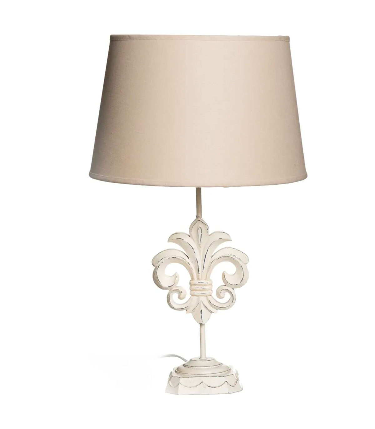 wadiga Lampe à poser résine blanche fleur de lys 30x37x60.5cm