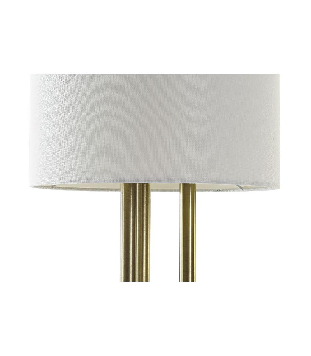 Wadiga Lampe à Poser Rétro En Métal Doré Et Abat-jour Blanc En Lin - H67cm