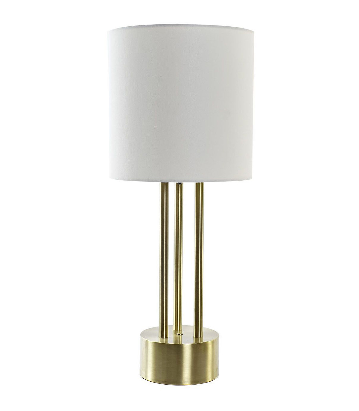 wadiga Lampe à Poser Rétro en Métal Doré et Abat-jour Blanc en Lin - H67cm