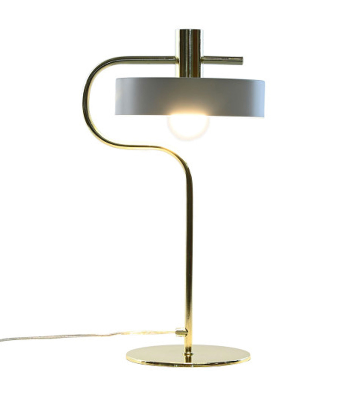 Wadiga Lampe à Poser Rétro Métal Doré Et Blanc 28x18x46cm