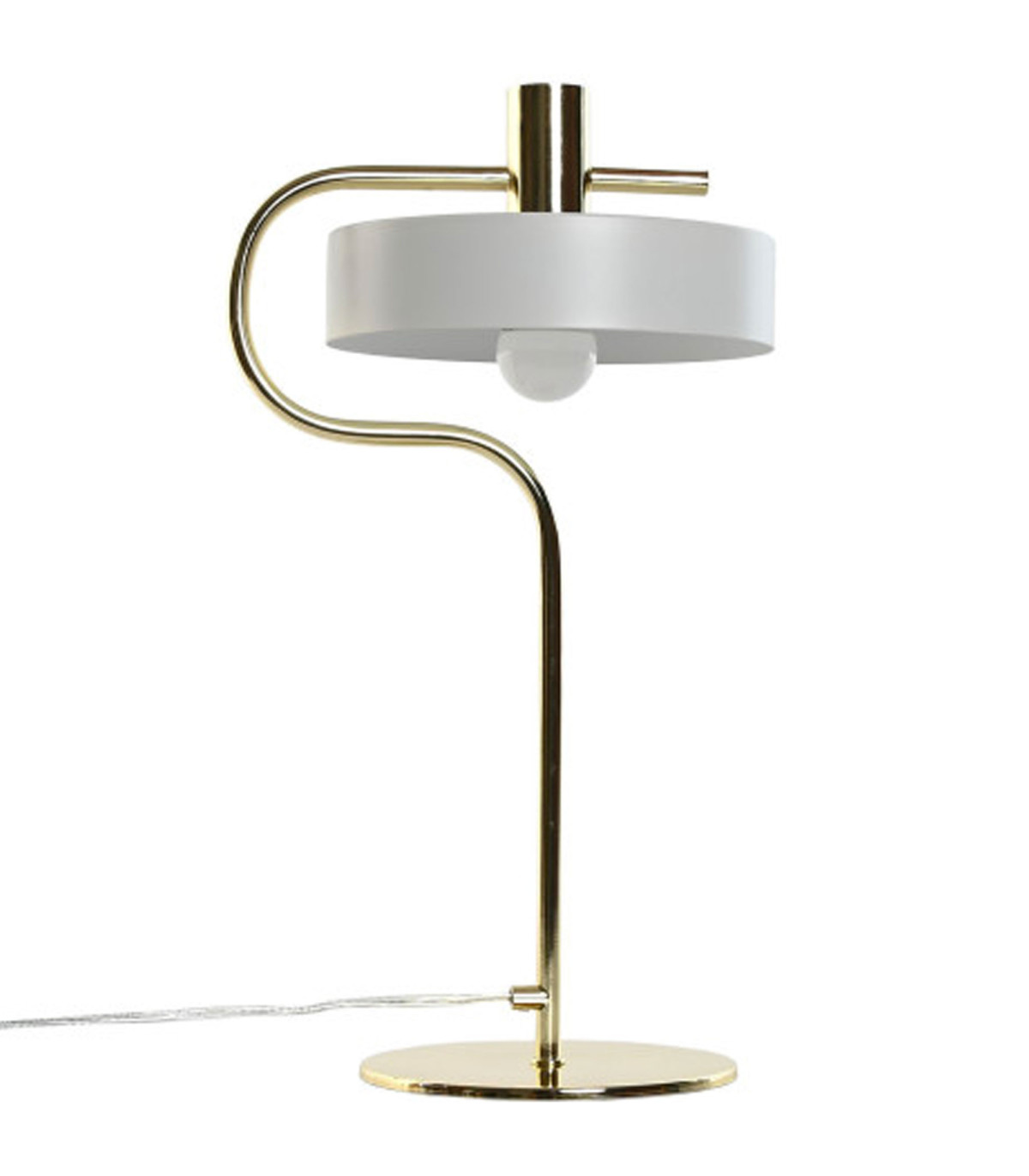 wadiga Lampe à poser rétro métal doré et blanc 28x18x46cm