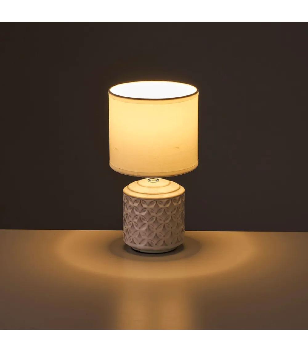 Wadiga Lampe à Poser Ronde Céramique Blanche 15x15x28cm