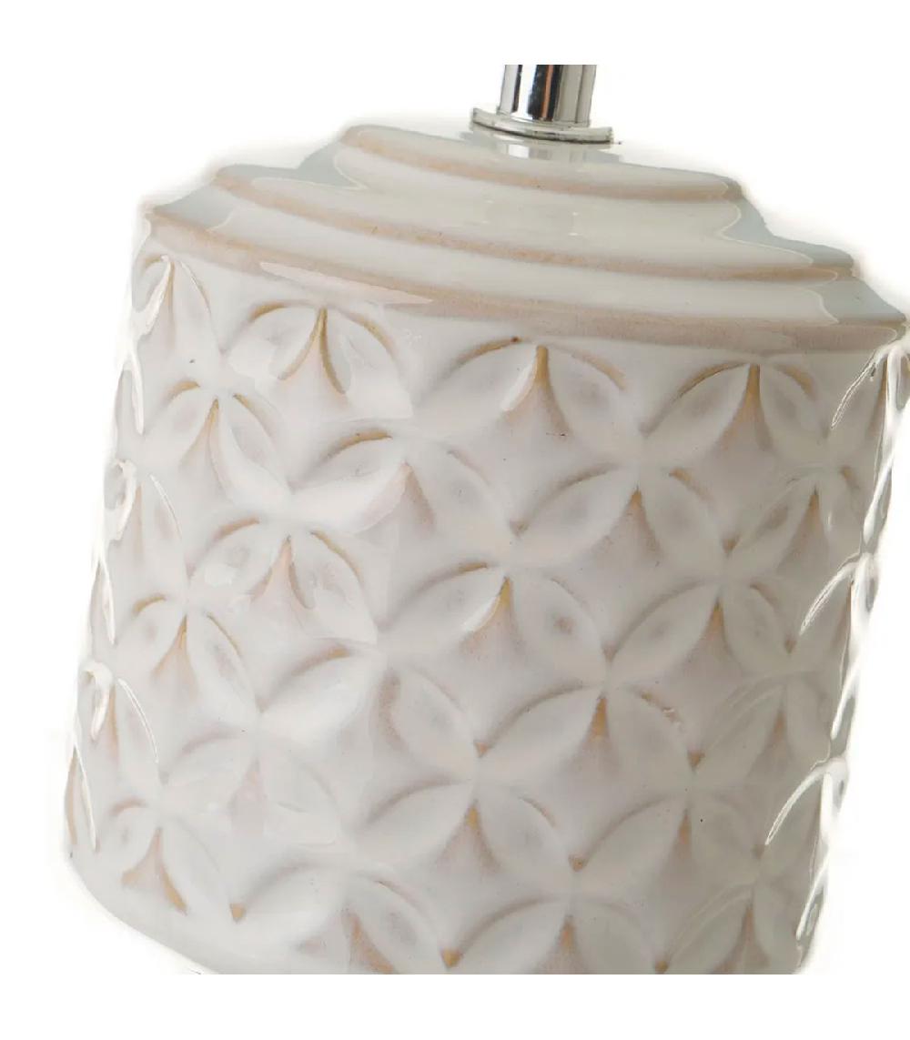 Wadiga Lampe à Poser Ronde Céramique Blanche 15x15x28cm