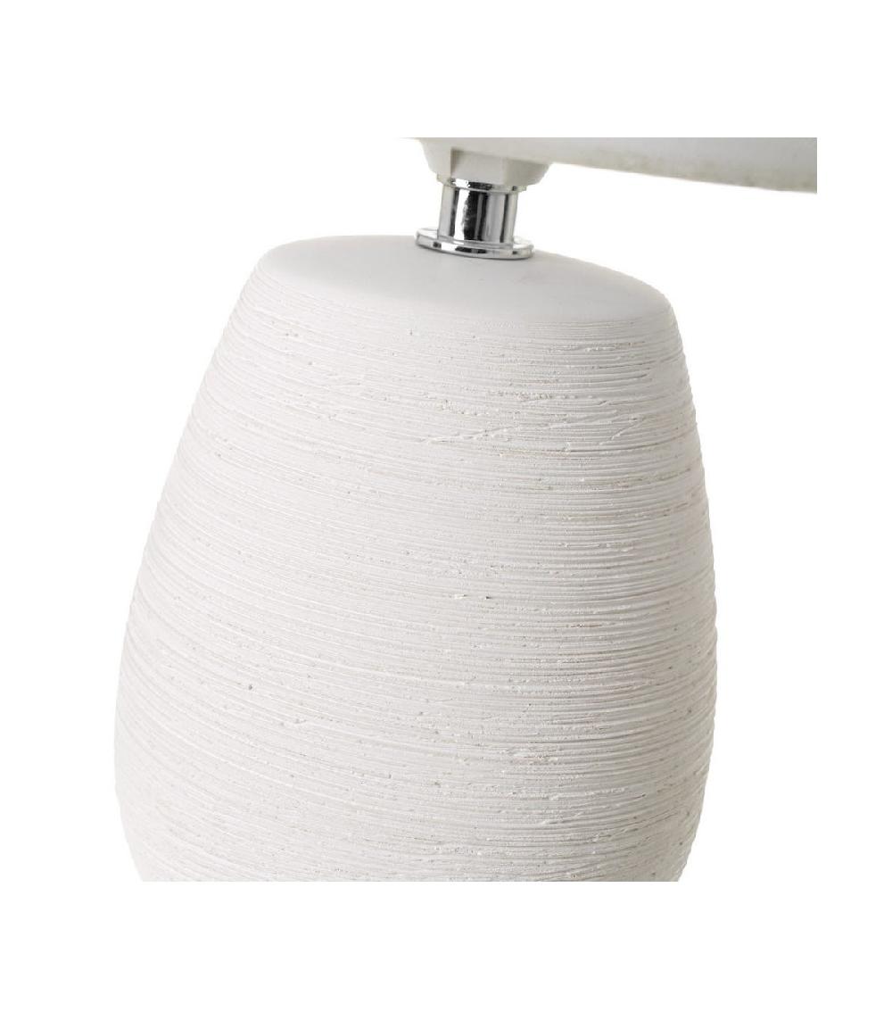 Wadiga Lampe à Poser Ronde Céramique Blanche Effet Naturel - 17x17x27.5cm