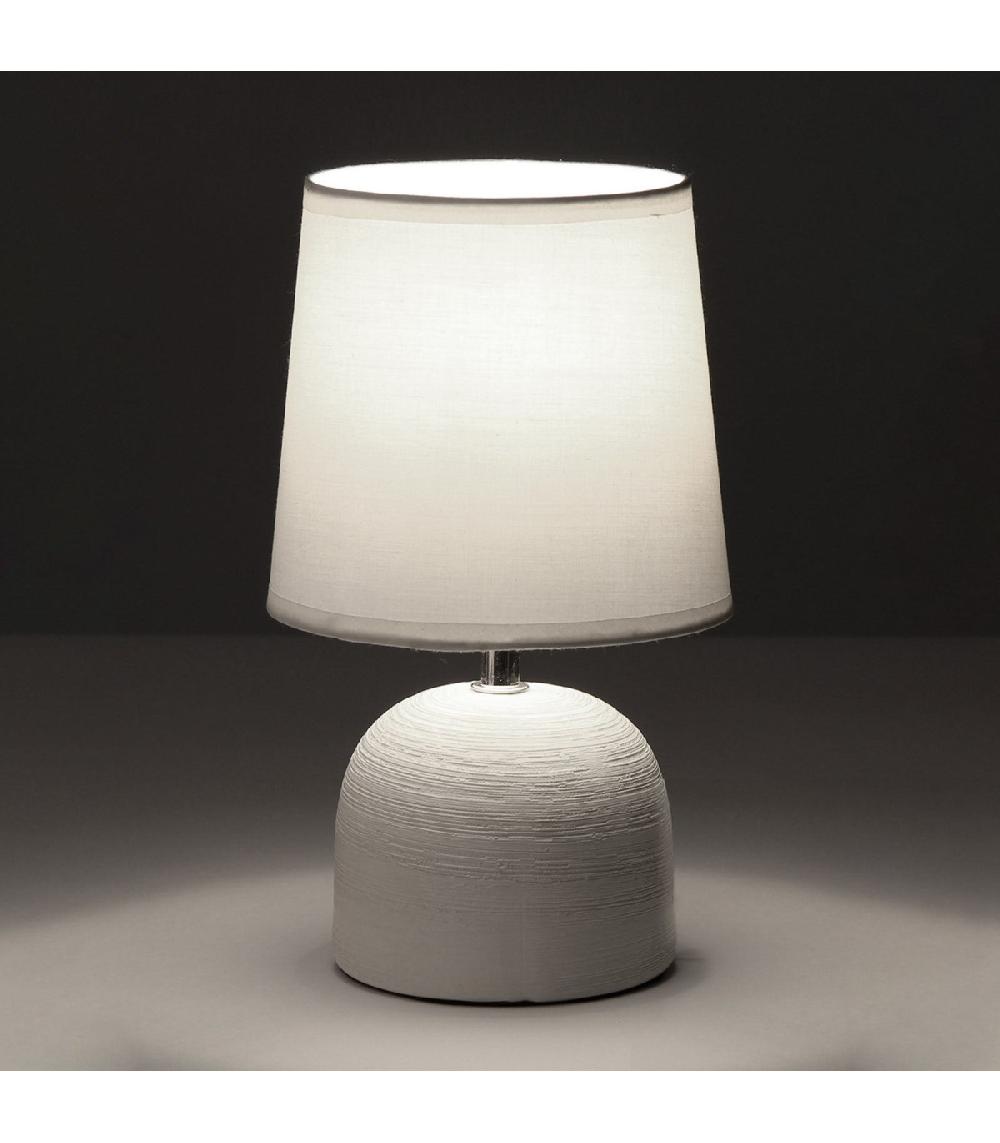 Wadiga Lampe à Poser Ronde Céramique Blanche Effet Naturel - 16x16x27.5cm