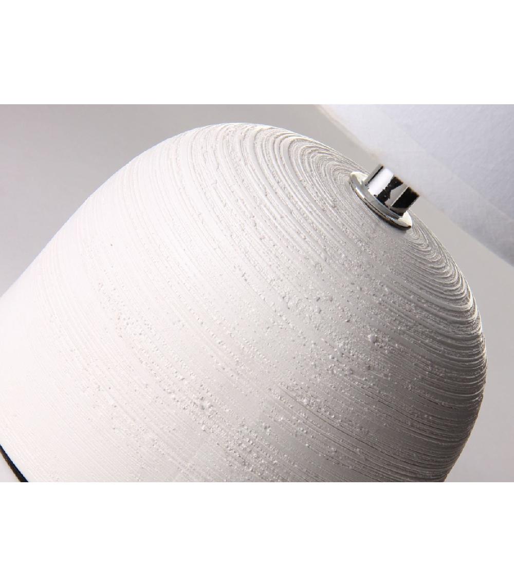 Wadiga Lampe à Poser Ronde Céramique Blanche Effet Naturel - 16x16x27.5cm