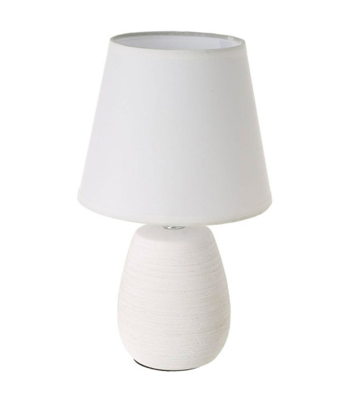 wadiga Lampe à poser ronde céramique blanche effet naturel - 17x17x27.5cm