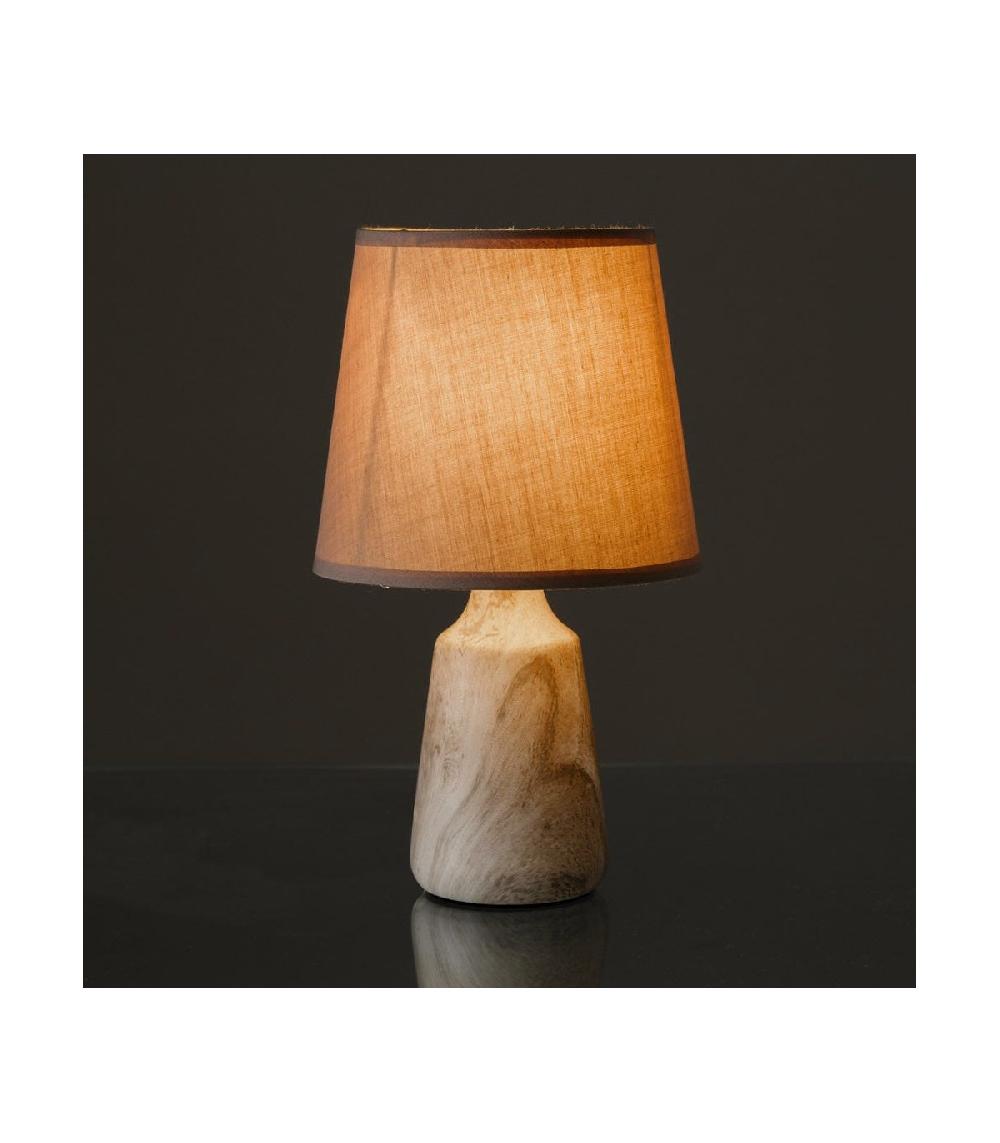 Wadiga Lampe à Poser Ronde Céramique Effet Bois - 16x16x27.5cm