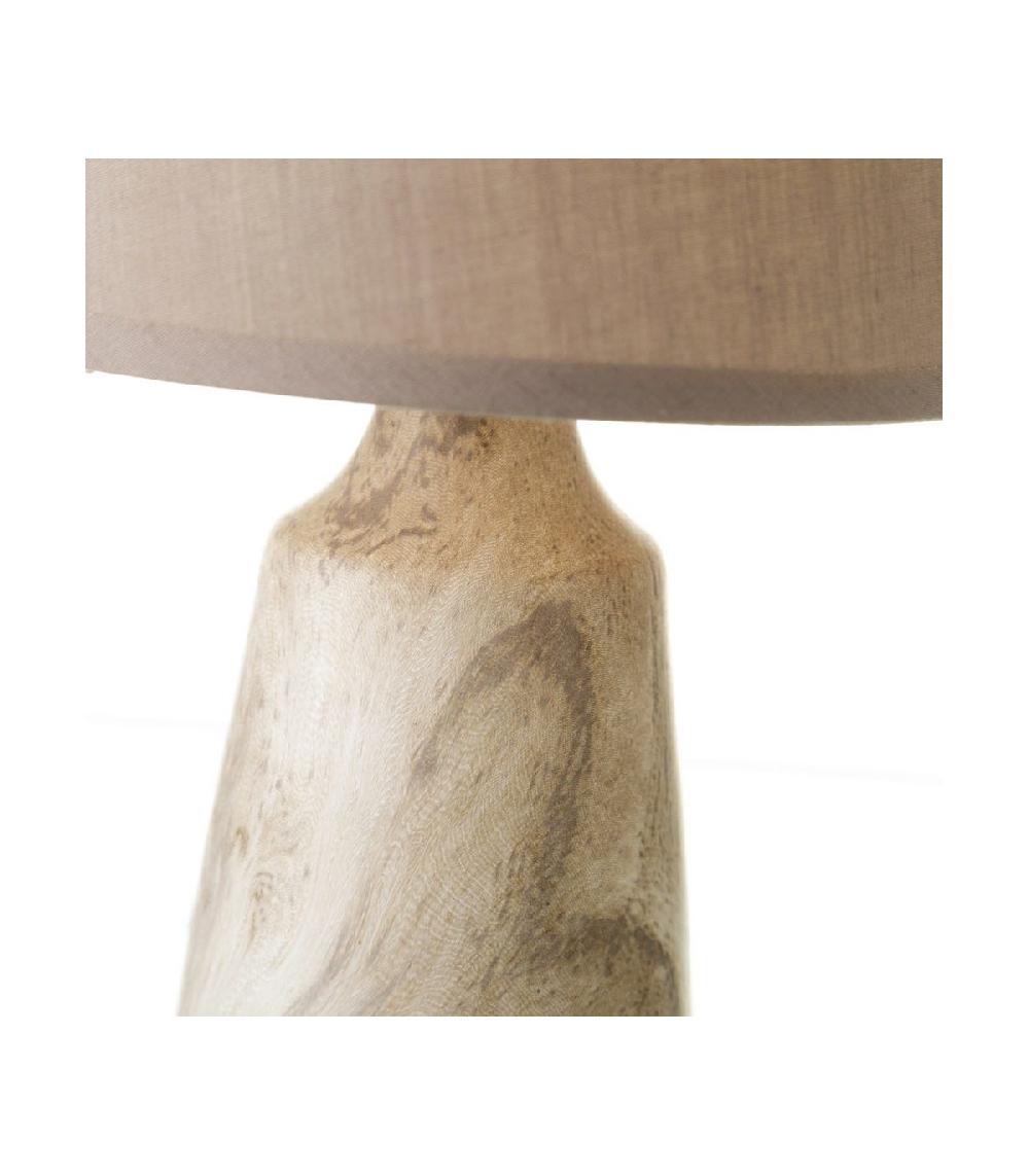 Wadiga Lampe à Poser Ronde Céramique Effet Bois - 16x16x27.5cm