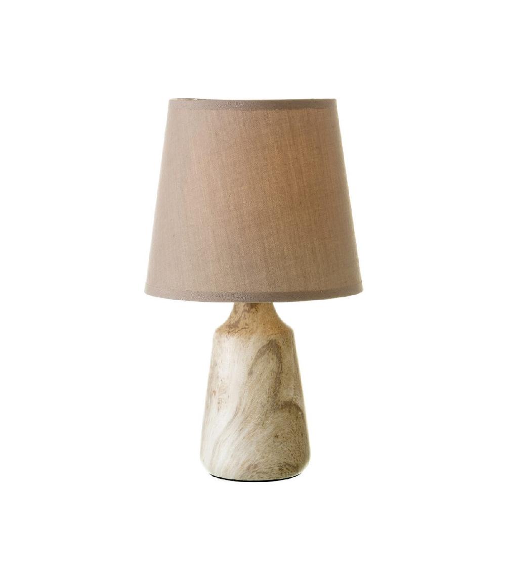 wadiga Lampe à poser ronde céramique effet bois - 16x16x27.5cm