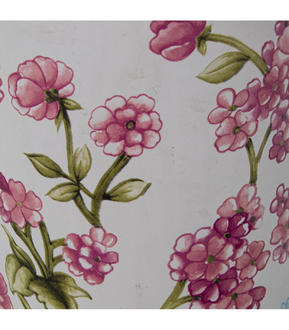 Wadiga Lampe à Poser Ronde Céramique Fleurs 28x28x47cm