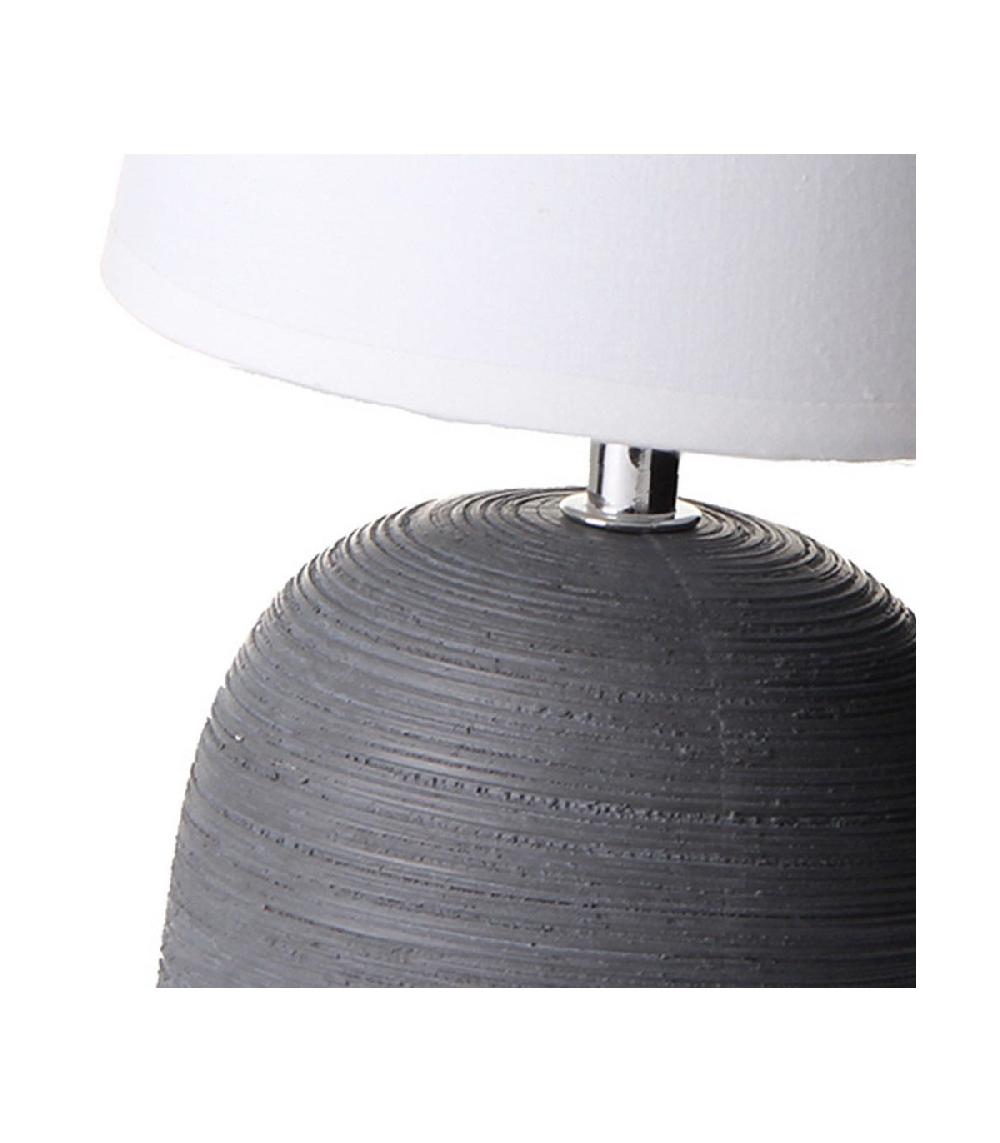 Wadiga Lampe à Poser Ronde Céramique Gris Effet Naturel - 16x16x27.5cm