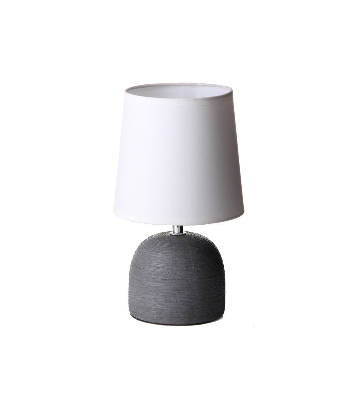 wadiga Lampe à poser ronde céramique gris effet naturel - 16x16x27.5cm