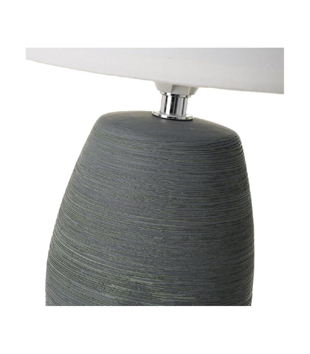 Wadiga Lampe à Poser Ronde Céramique Grise Effet Naturel - 17x17x27.5cm