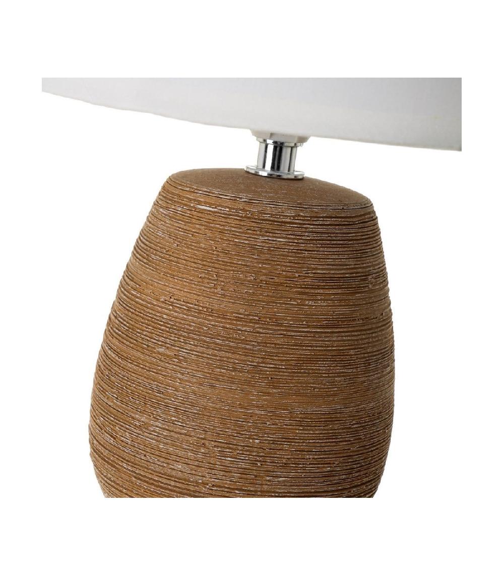 Wadiga Lampe à Poser Ronde Céramique Marron Effet Naturel - 17x17x27.5cm