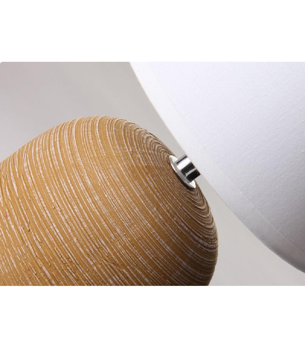 Wadiga Lampe à Poser Ronde Céramique Marron Effet Naturel - 16x16x27.5cm