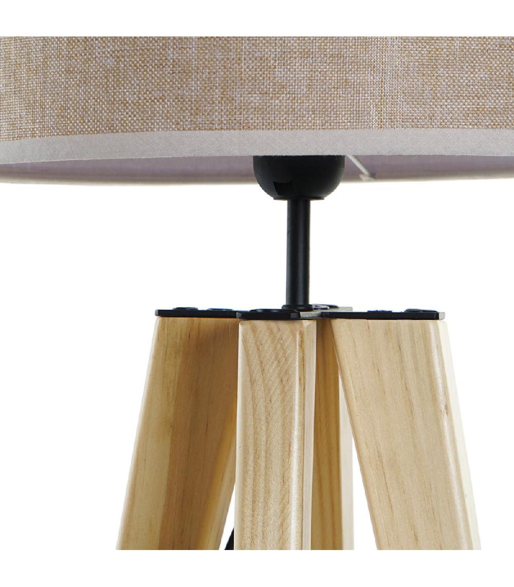 Wadiga Lampe à Poser Trépied Bois Et Abat-jour Beige 30x30x69cm