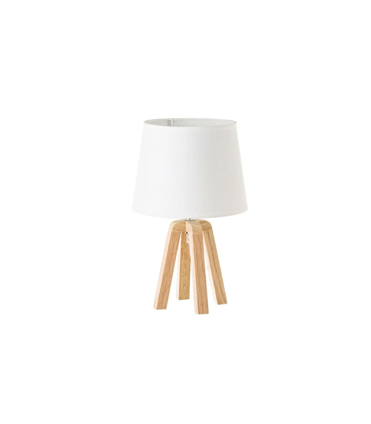 wadiga Lampe à Poser Trépied Bois et Abat-jour Blanc - Hauteur 34.5cm