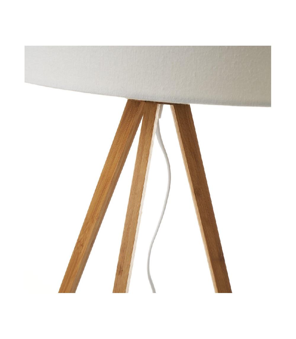 Wadiga Lampe à Poser Trépied En Bambou Et Abat-jour Lin Blanc - H55cm