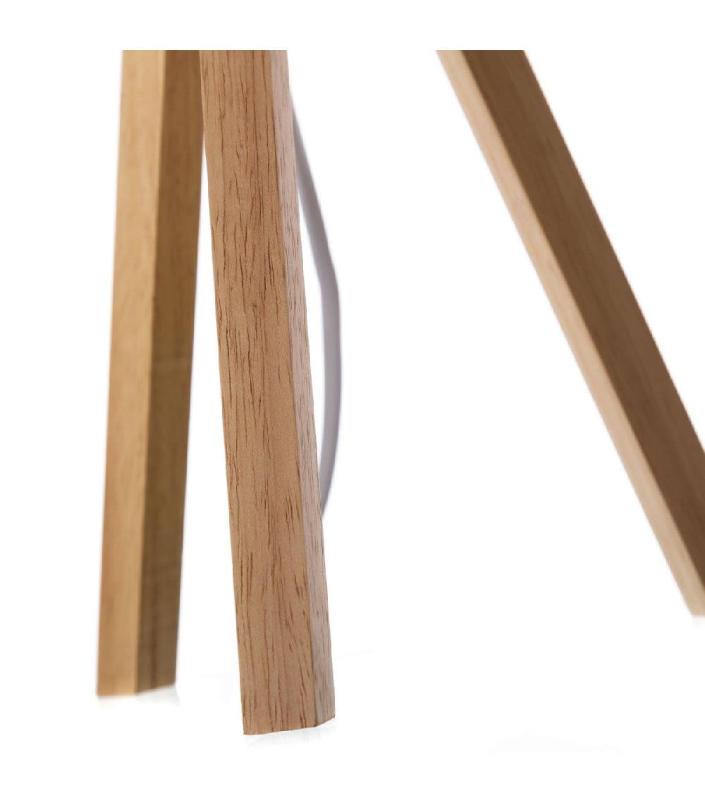 Wadiga Lampe à Poser Trépied En Bois Et Abat-jour Blanc