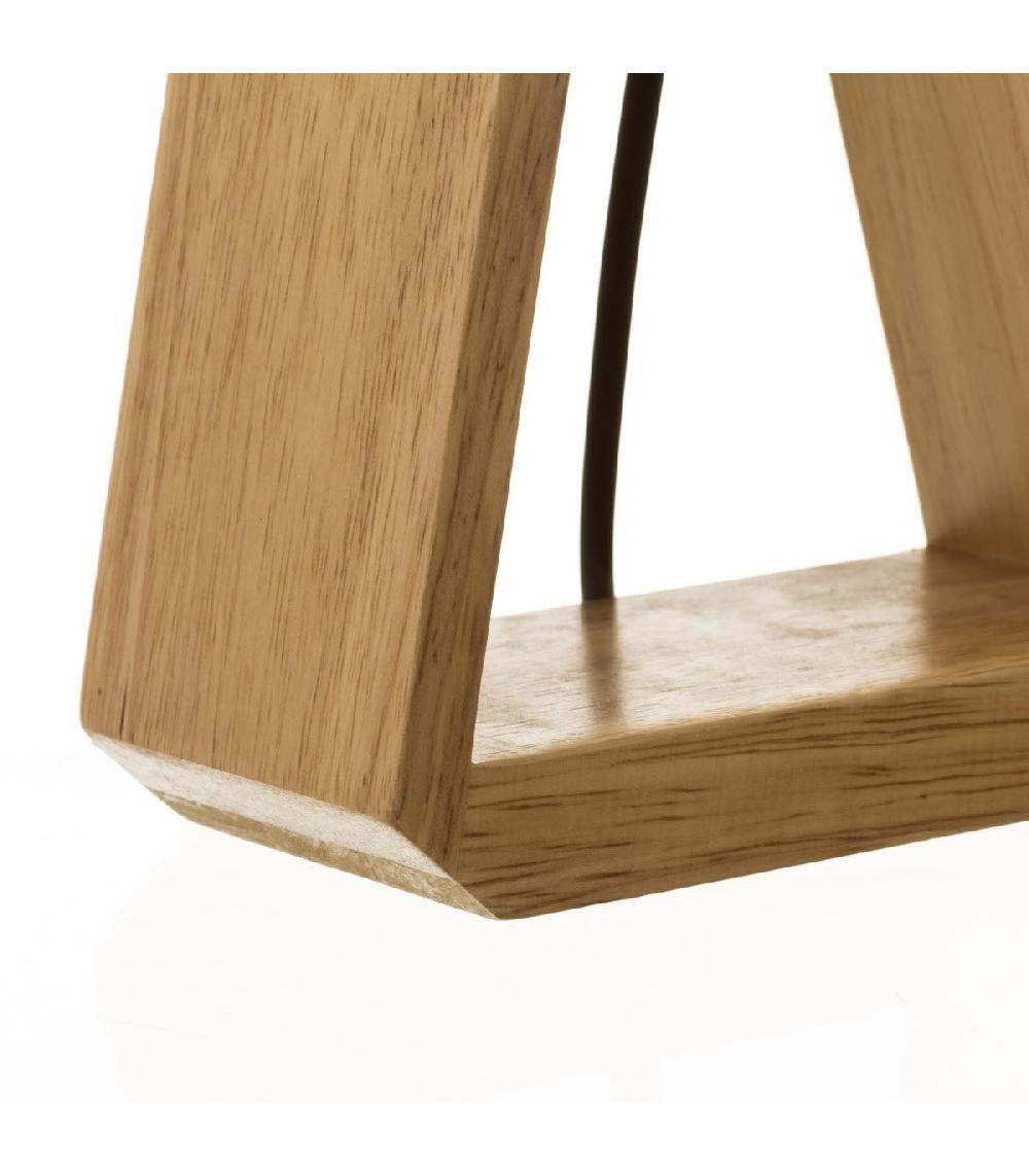 Wadiga Lampe à Poser Triangle Bois Et Abat-jour Blanc - Hauteur 41cm