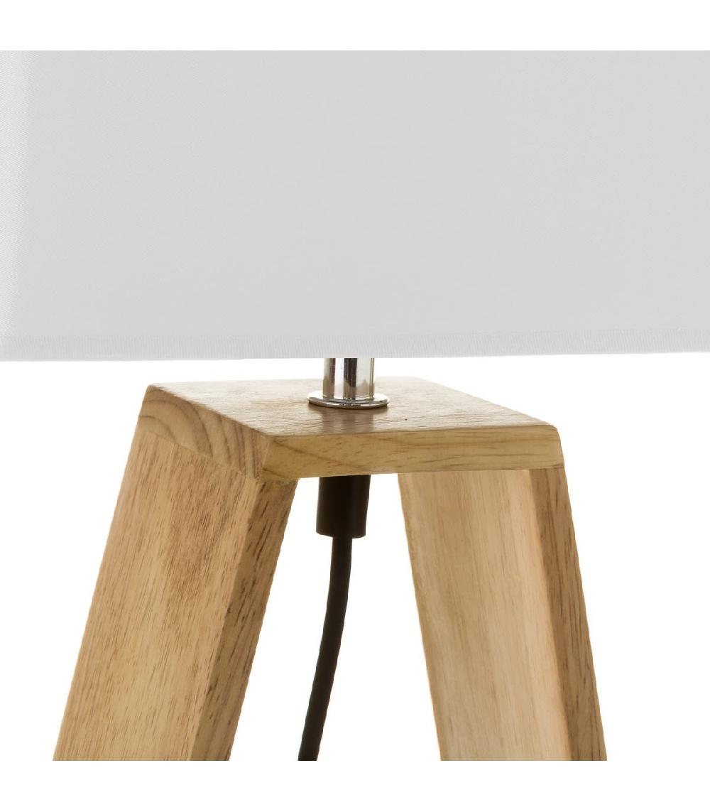 Wadiga Lampe à Poser Triangle Bois Et Abat-jour Blanc - Hauteur 41cm