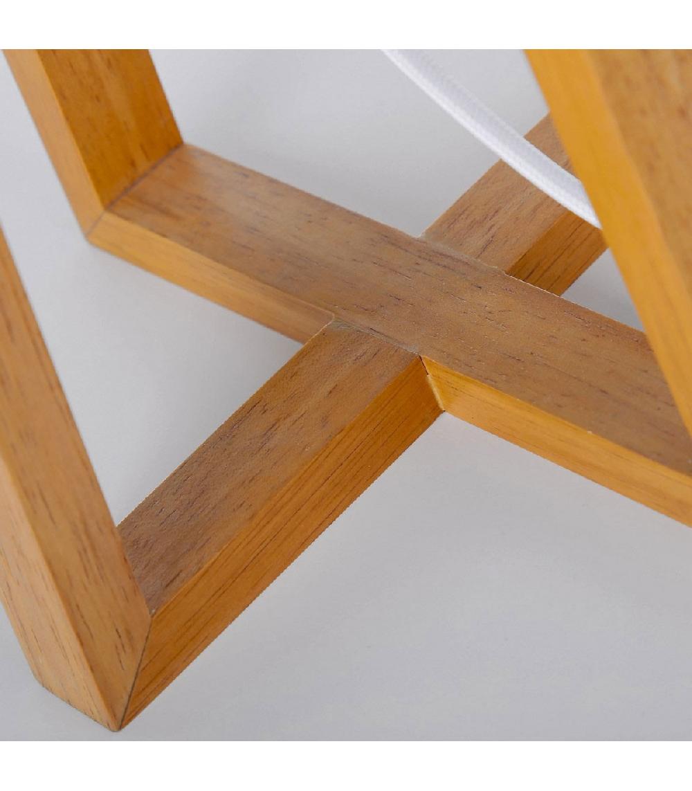 Wadiga Lampe à Poser Triangulaire En Bois Et Abat-jour Gris