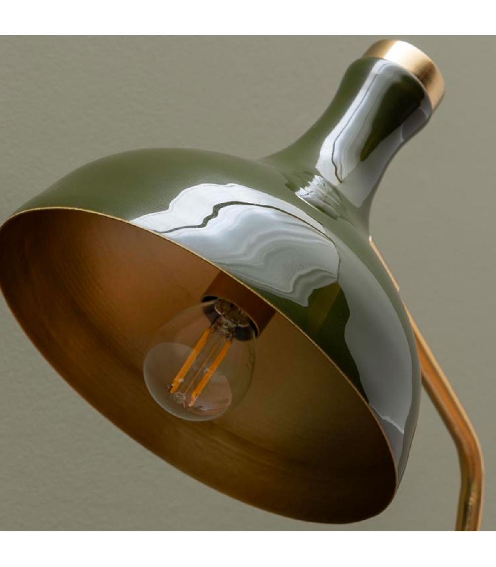 Wadiga Lampe à Poser Vintage Métal Vert Olive Et Doré 25x19x57cm