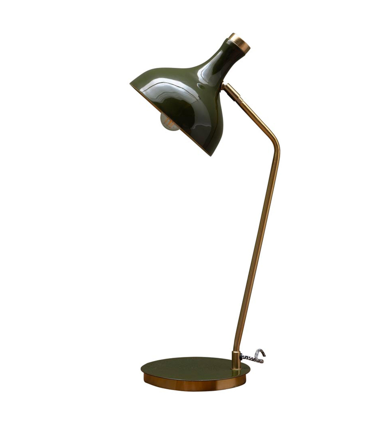 wadiga Lampe à poser vintage métal vert olive et doré 25x19x57cm