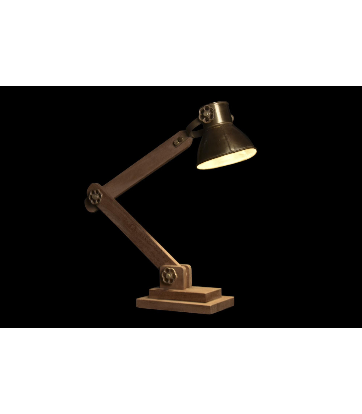 Wadiga Lampe Bureau Style Industriel En Métal Doré Et Bois - 50x15x65cm