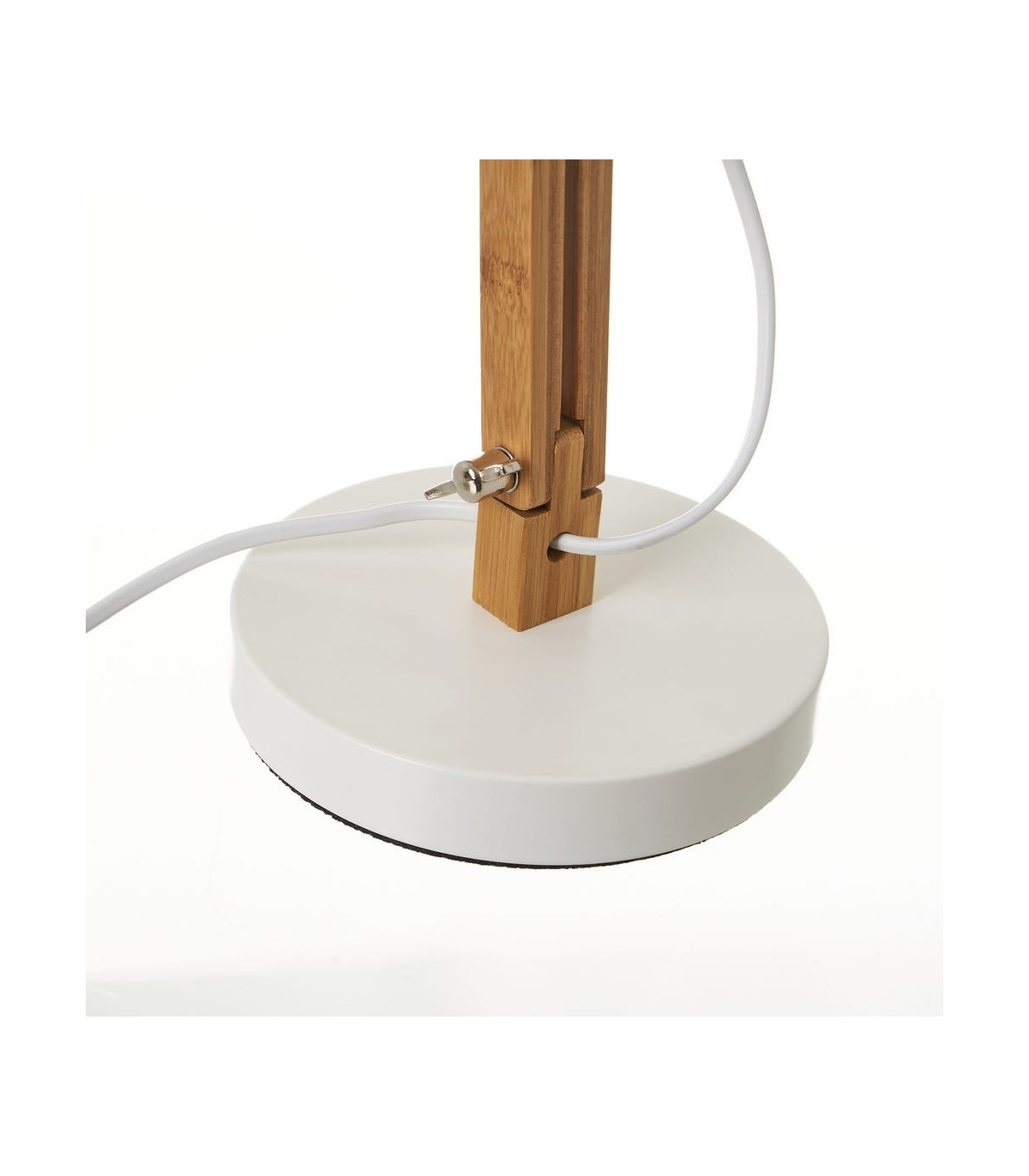 Wadiga Lampe De Bureau Articulée Métal Blanc Et Bambou - Hauteur 40.5cm