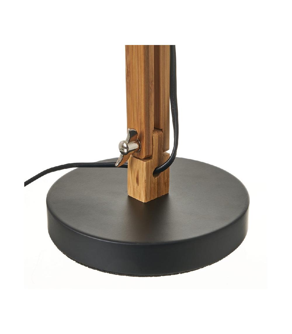 Wadiga Lampe De Bureau Articulée Métal Noir Et Bambou - Hauteur 40.5cm