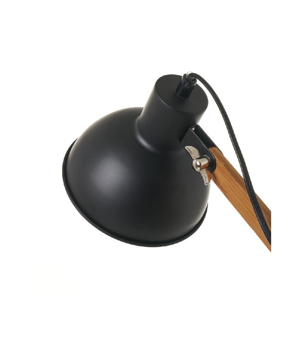 Wadiga Lampe De Bureau Articulée Métal Noir Et Bambou - Hauteur 40.5cm